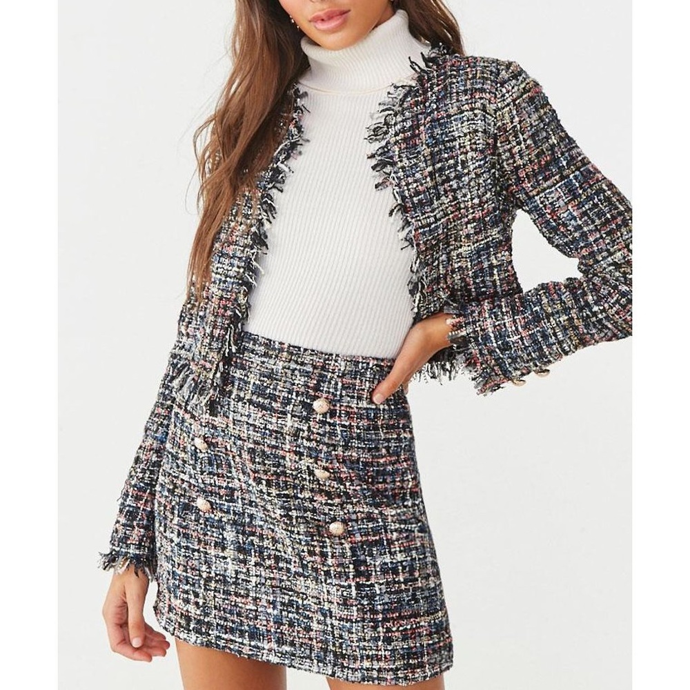 Frayed Tweed Mini Skirt